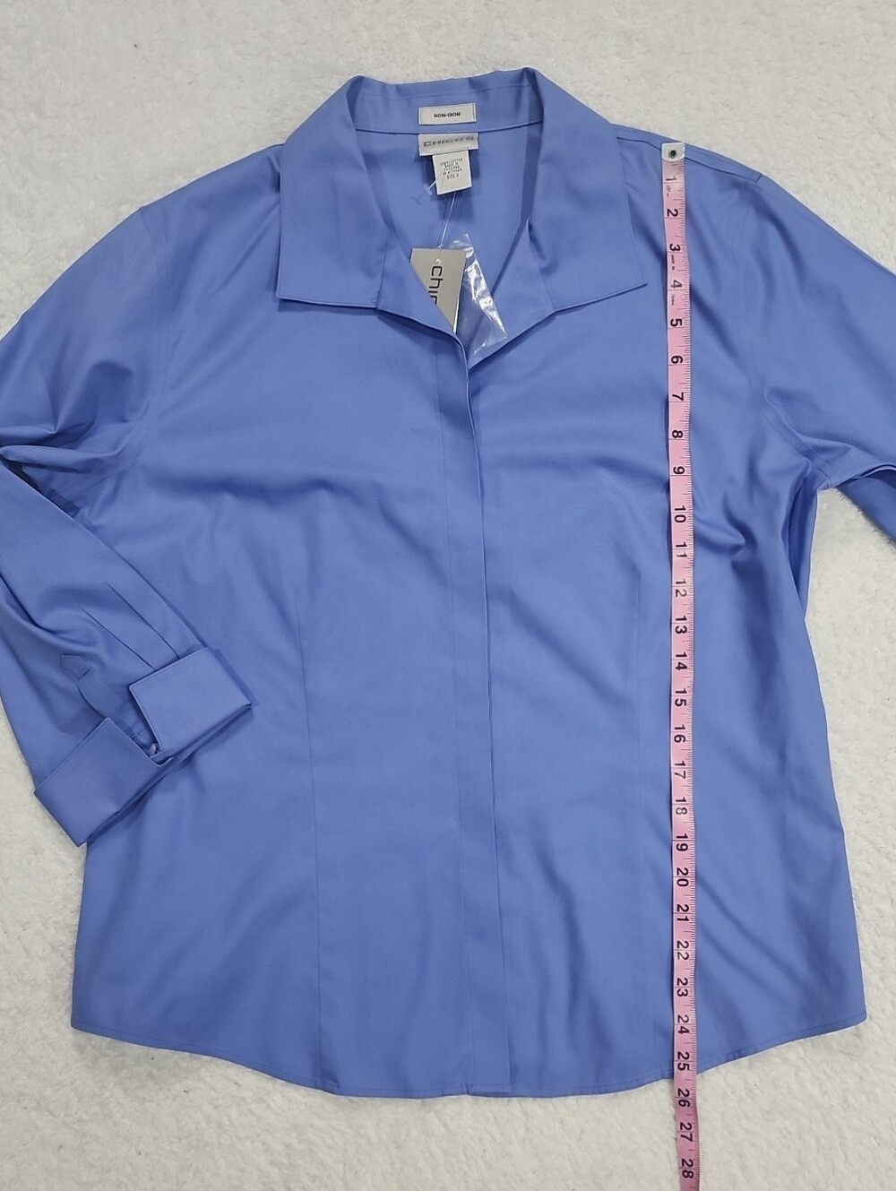 Chico's Non Iron Effortless Cotton Cordova 3/4 Sleeve Shirt New With Tags - Picture 4 of 9